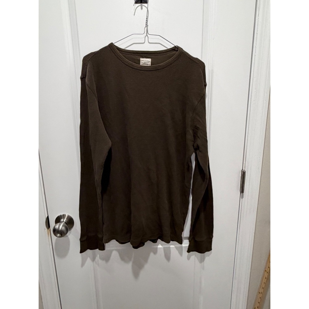 Merona Mens Thermal Shirt Waffle Knit Brown Large
